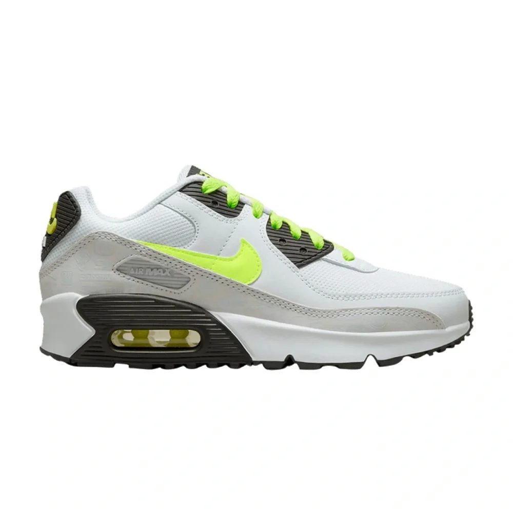 Nike Air Max 90 LTR Leather White Volt WMNS White/Volt-Black-Pure Platinum - Picture 1 of 16